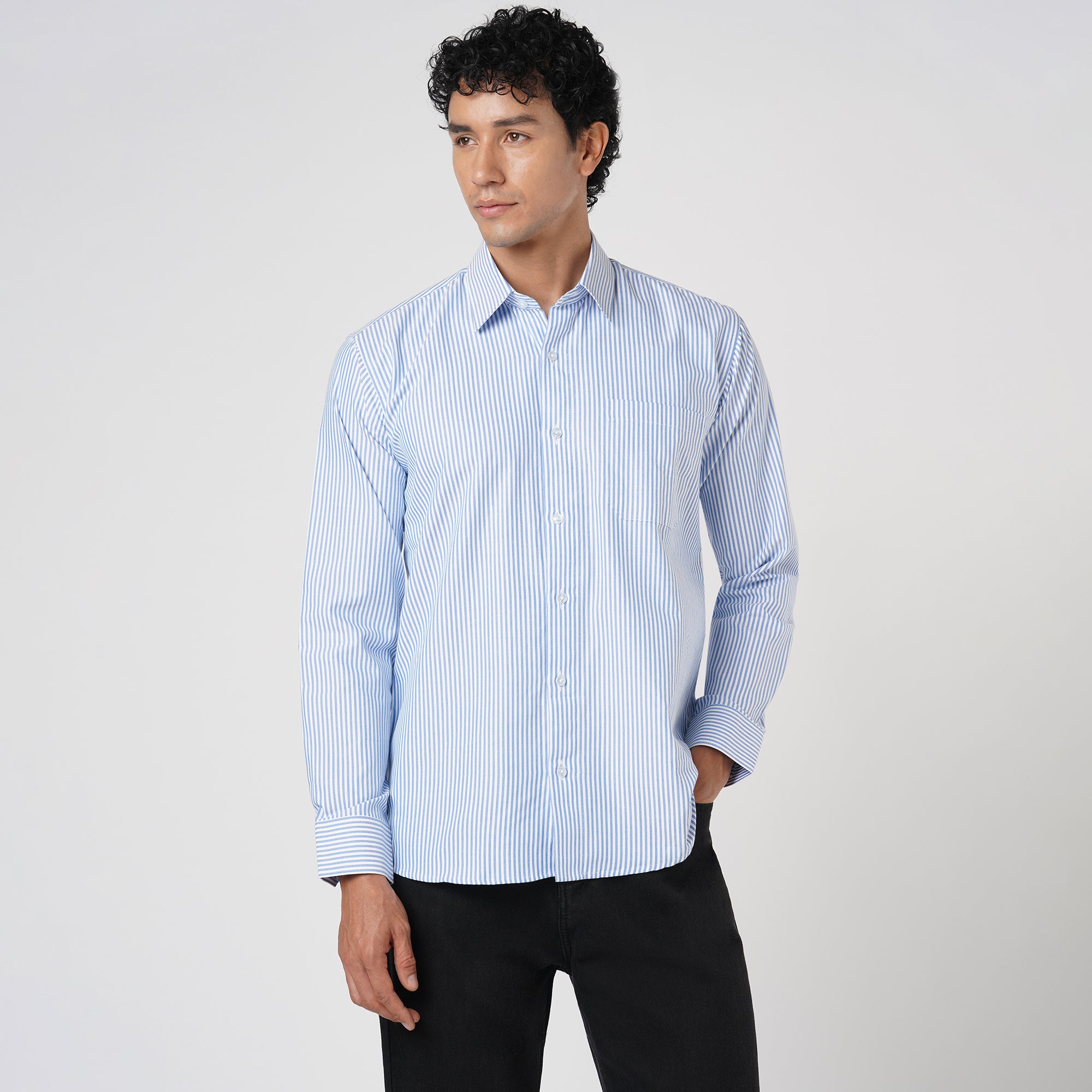 BLUE & WHITE BENGAL STRIPE OXFORD SHIRT