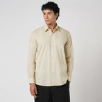 LIGHT KHAKI SLUB PATTERN SOLID SHIRT