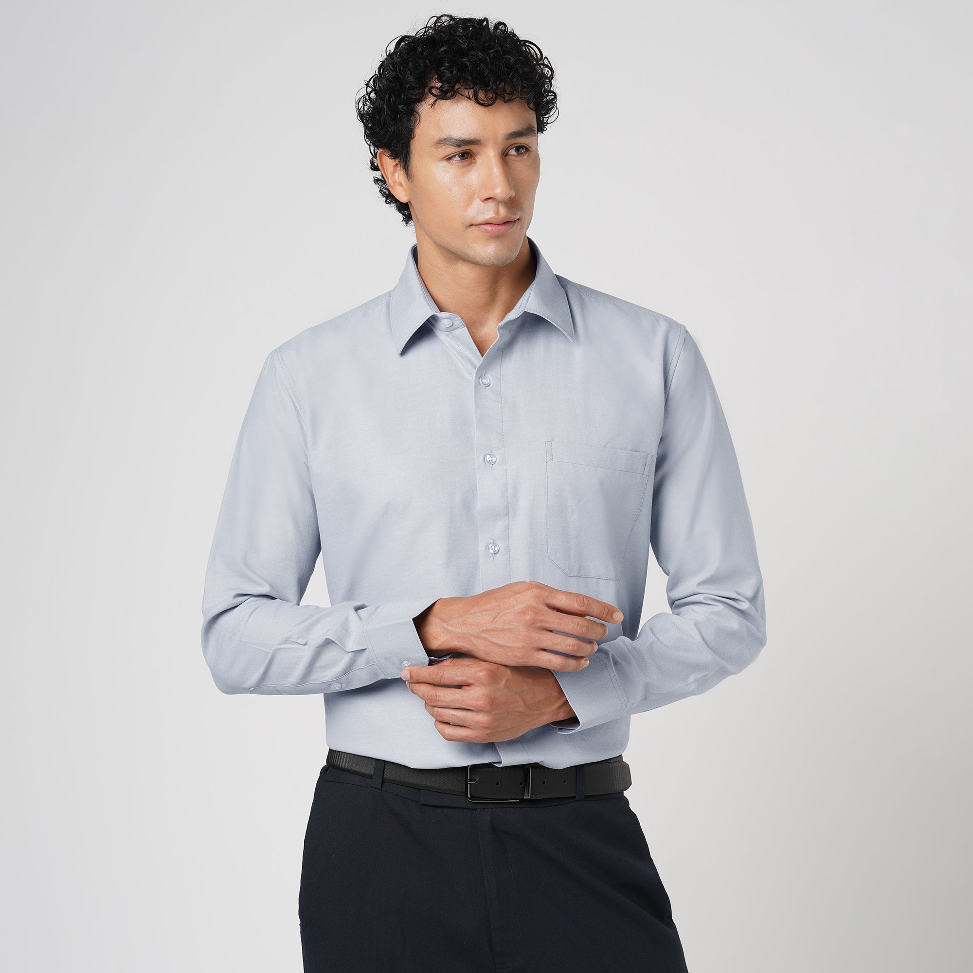 LIGHT GRAY OXFORD SOLID SHIRT
