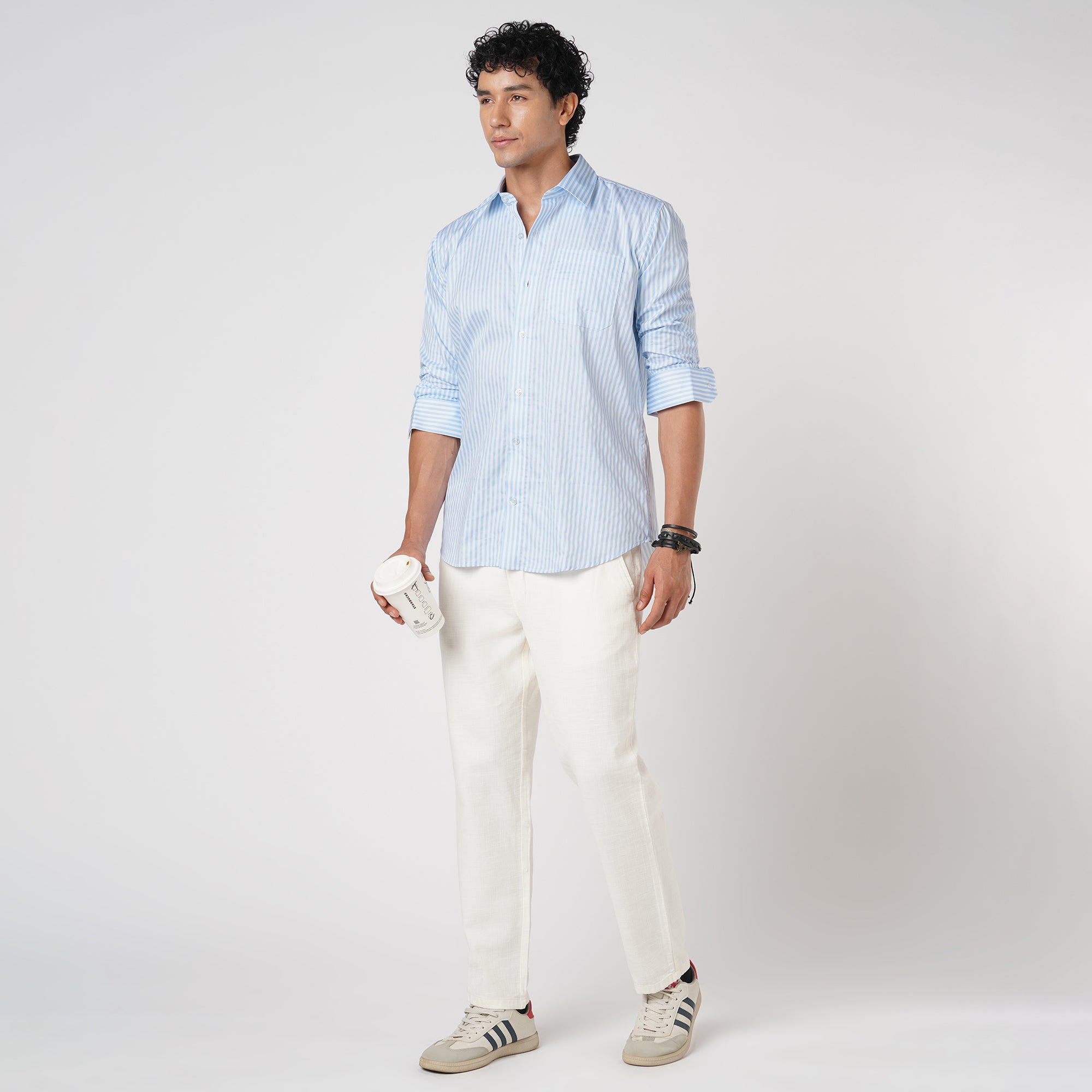 SKY BLUE & WHITE CANDY STRIPE SHIRT