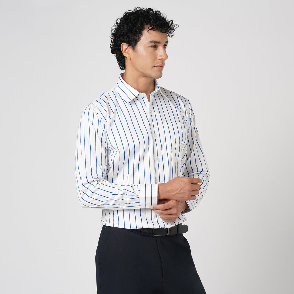 ROYAL BLUE & WHITE PIN STRIPE SHIRT