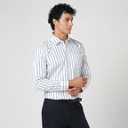 ROYAL BLUE & WHITE PIN STRIPE SHIRT