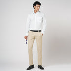 WHITE SLUB PATTERN SOLID SHIRT
