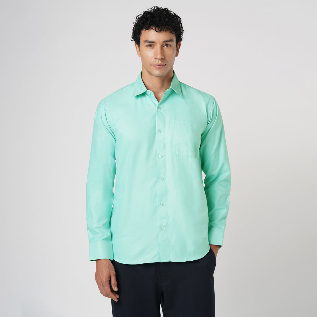 MID-SPRING GREEN SOLID OXFORD SHIRT