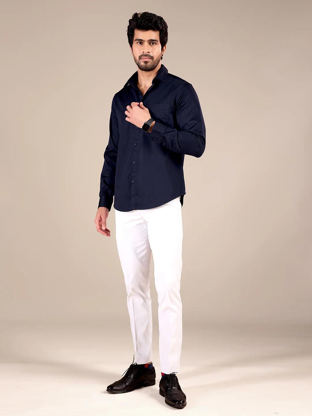 NAVY BLUE 100% GIZA COTTON SHIRT