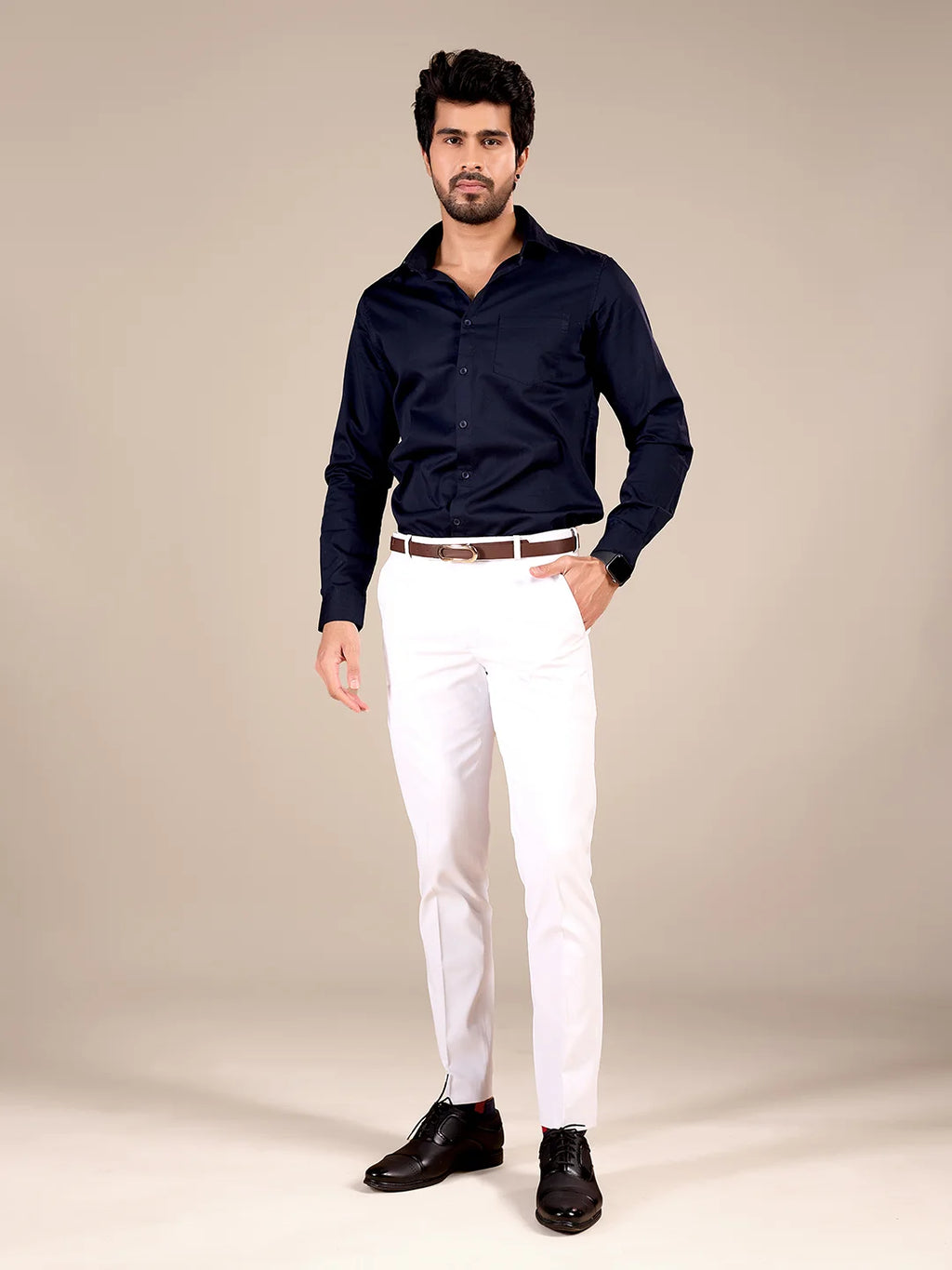 NAVY BLUE 100% GIZA COTTON SHIRT