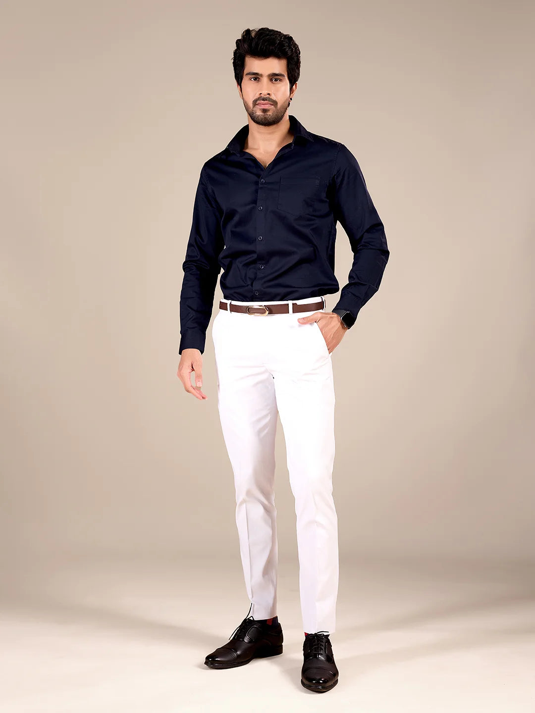 NAVY BLUE 100% GIZA COTTON SHIRT