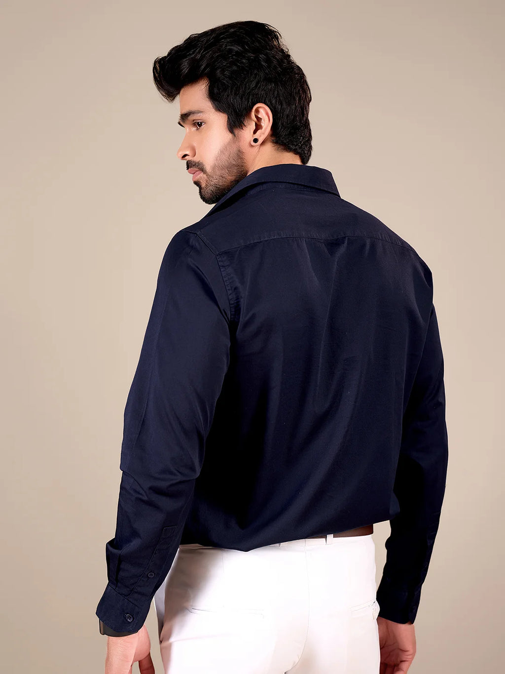 NAVY BLUE 100% GIZA COTTON SHIRT