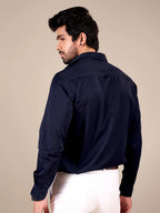 NAVY BLUE 100% GIZA COTTON SHIRT