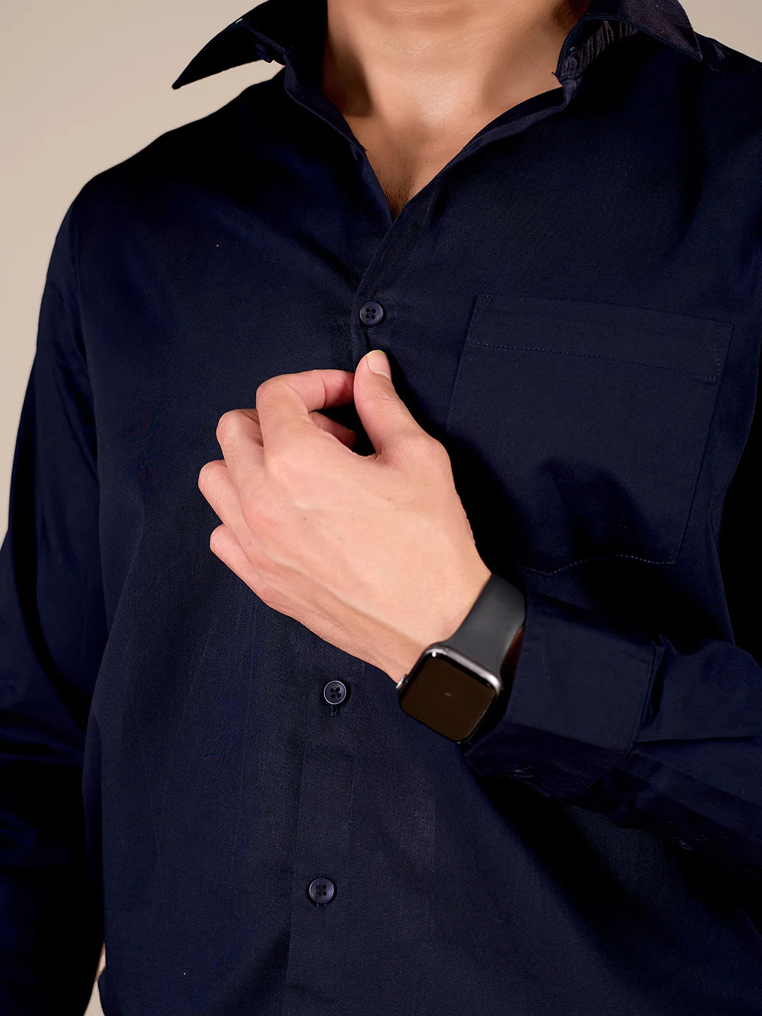 NAVY BLUE 100% GIZA COTTON SHIRT