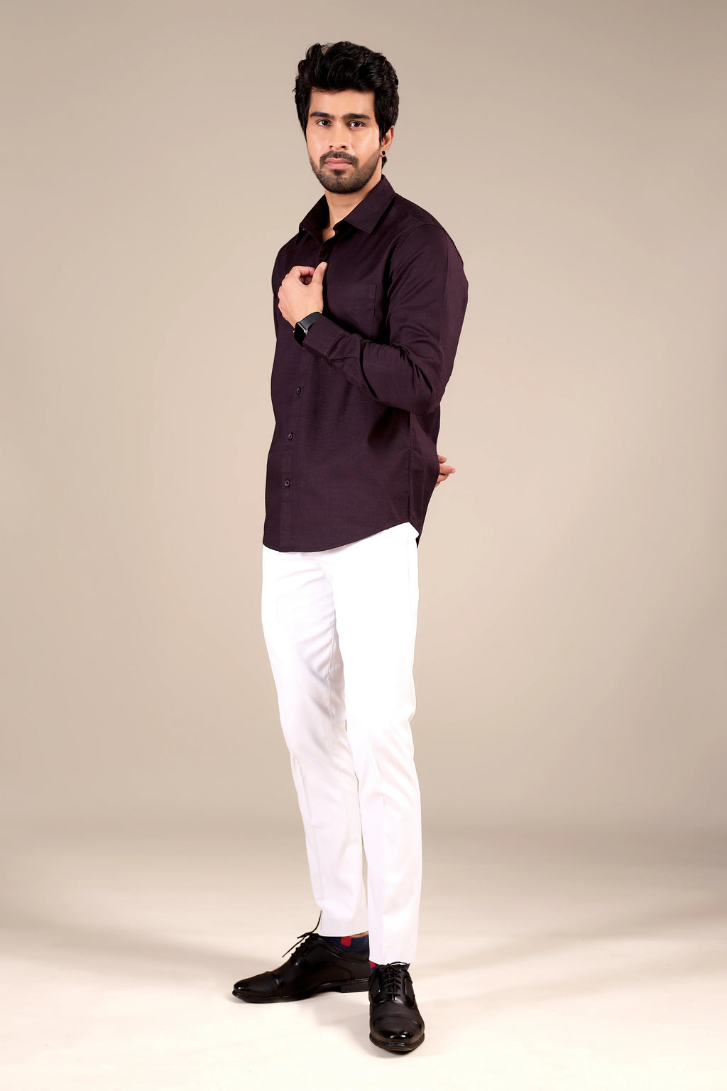 Wine Purple Color 100% cotton Shirt