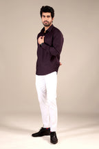 Wine Purple Color 100% cotton Shirt