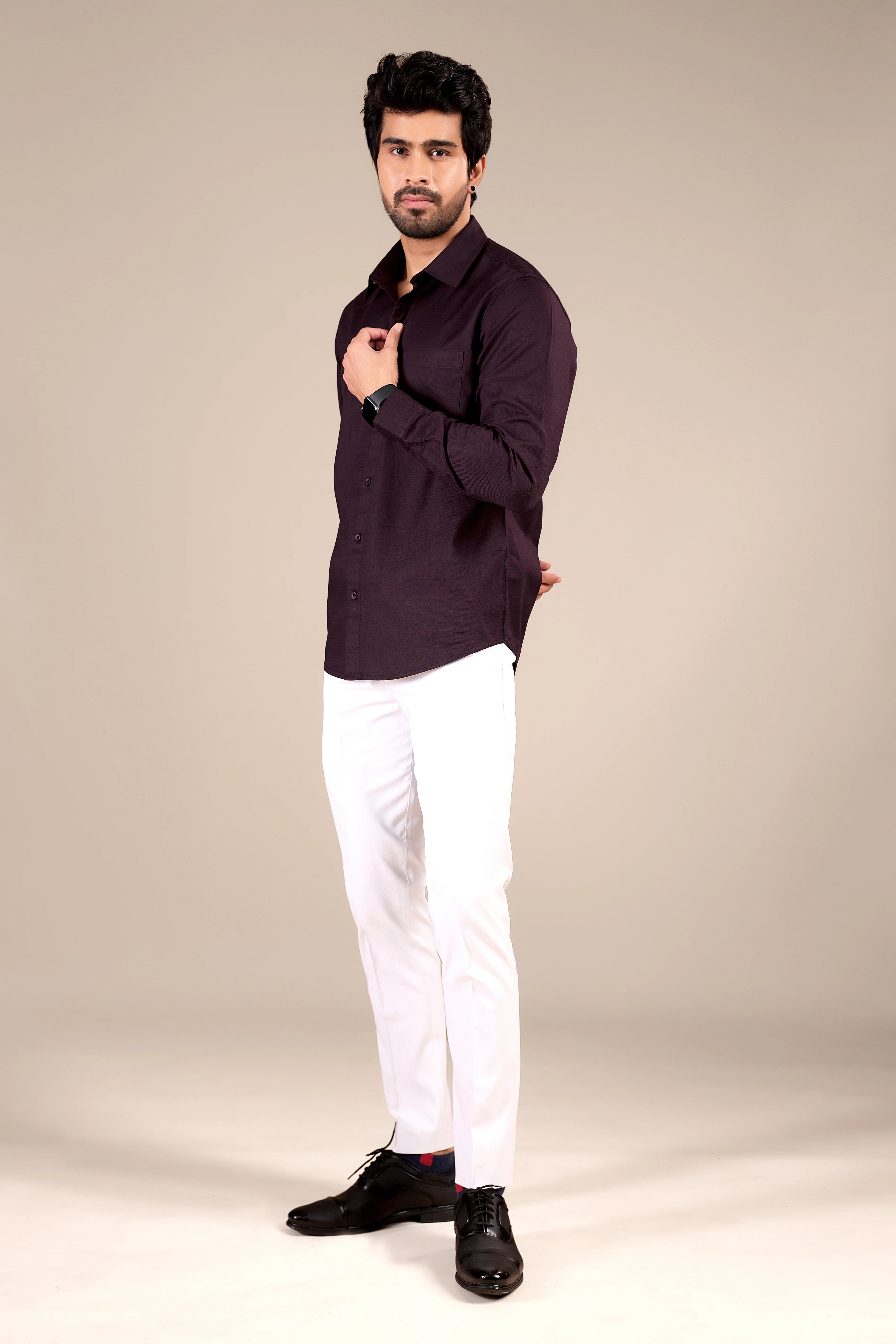 Wine Purple Color 100% cotton Shirt