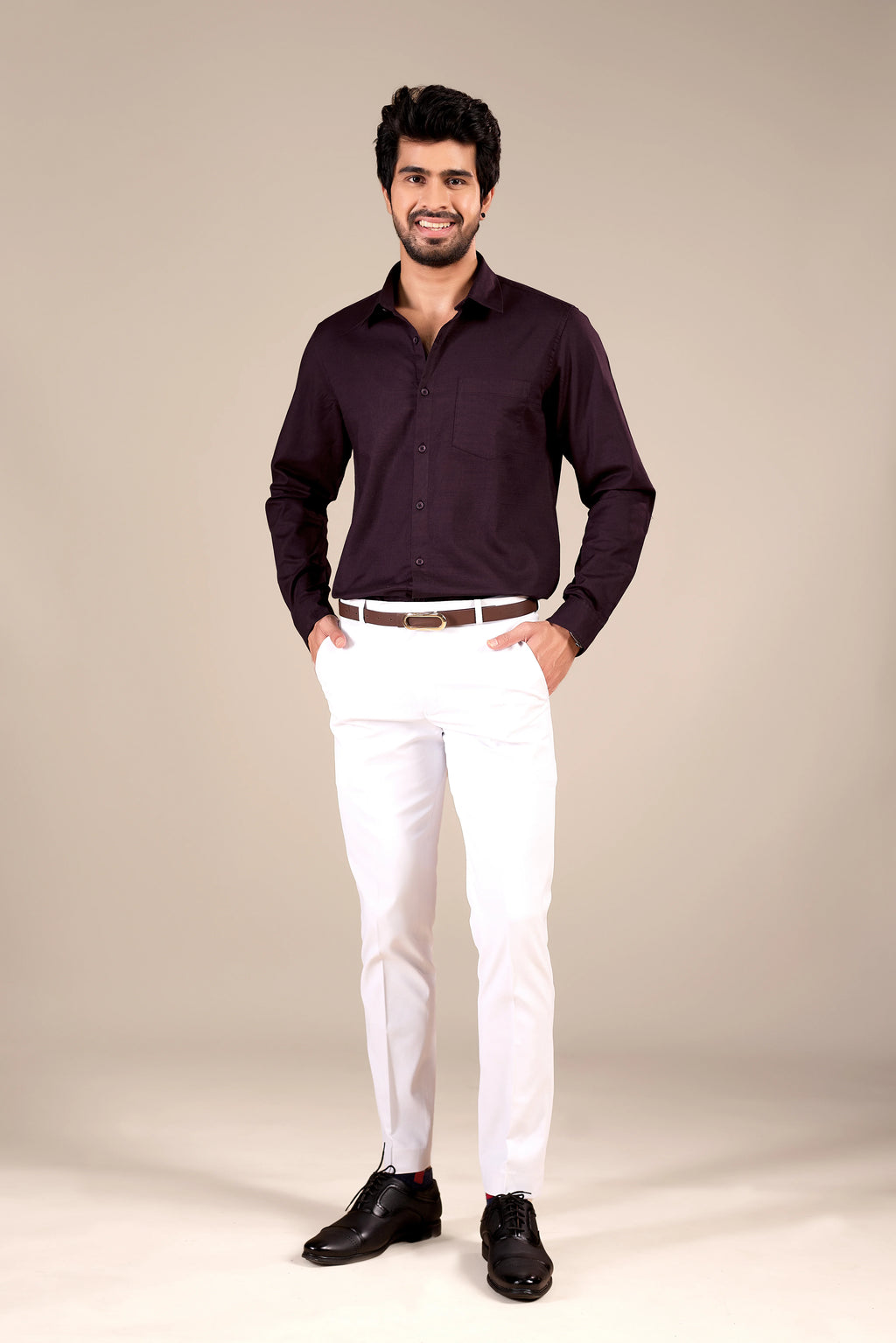 Wine Purple Color 100% cotton Shirt