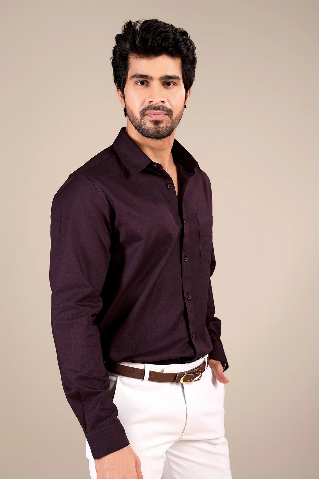 Wine Purple Color 100% cotton Shirt