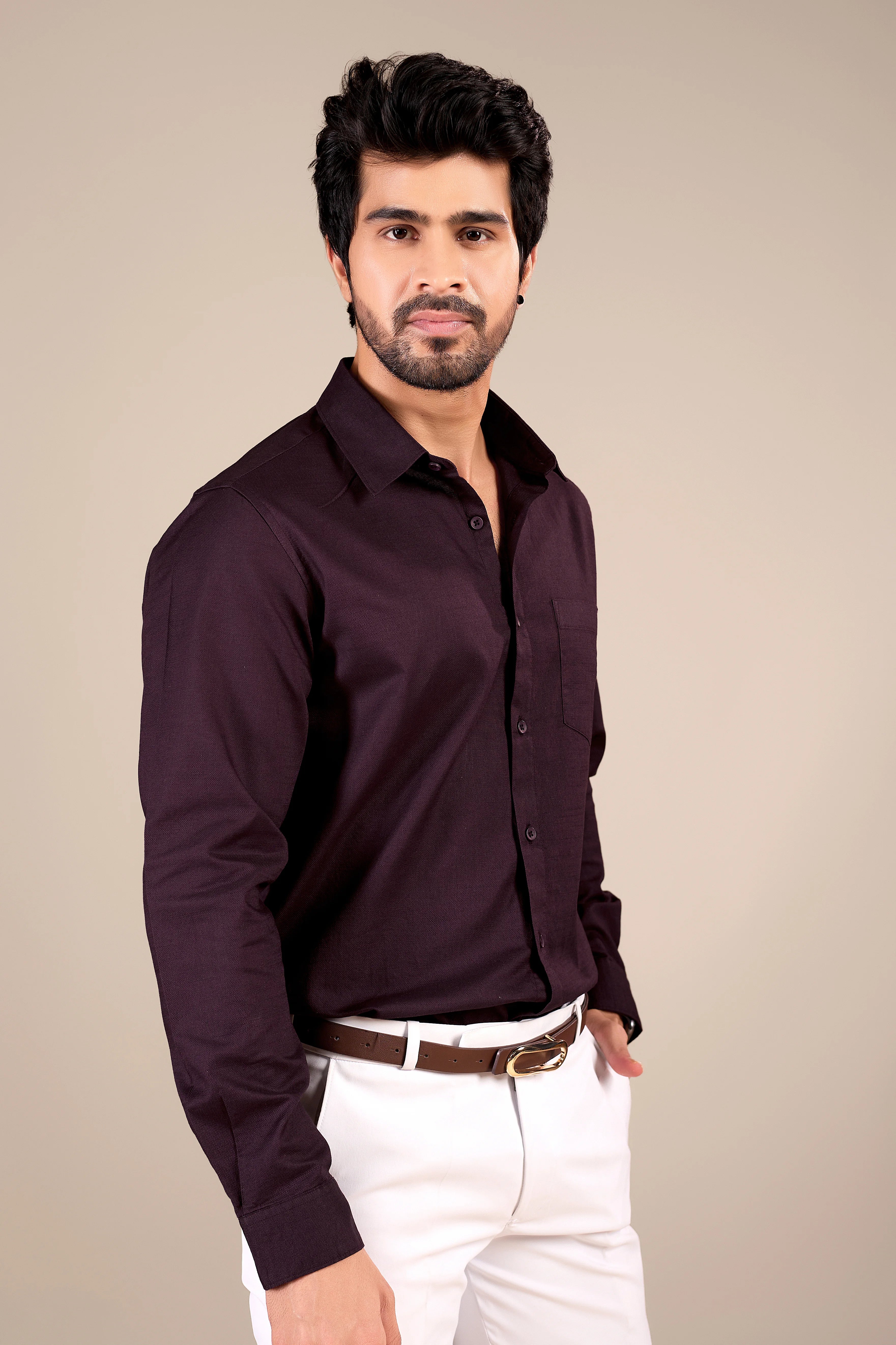 Wine Purple Color 100% cotton Shirt
