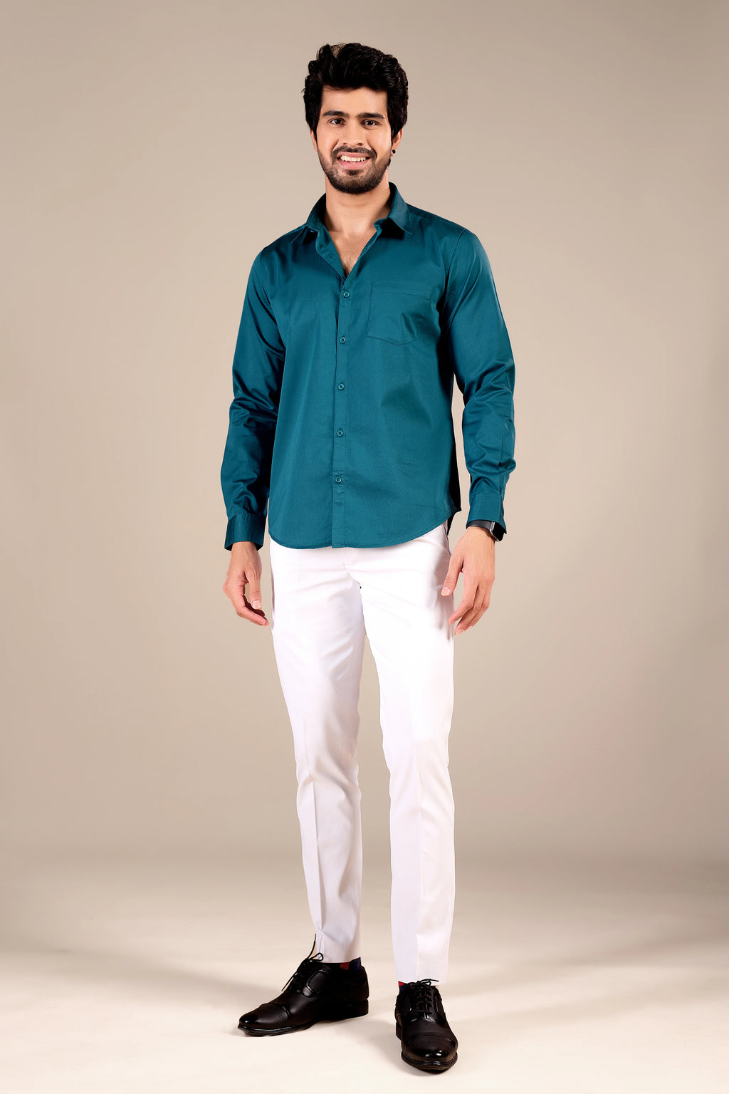 TEAL BLUE 100% COTTON SHIRT