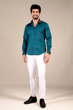 TEAL BLUE 100% COTTON SHIRT