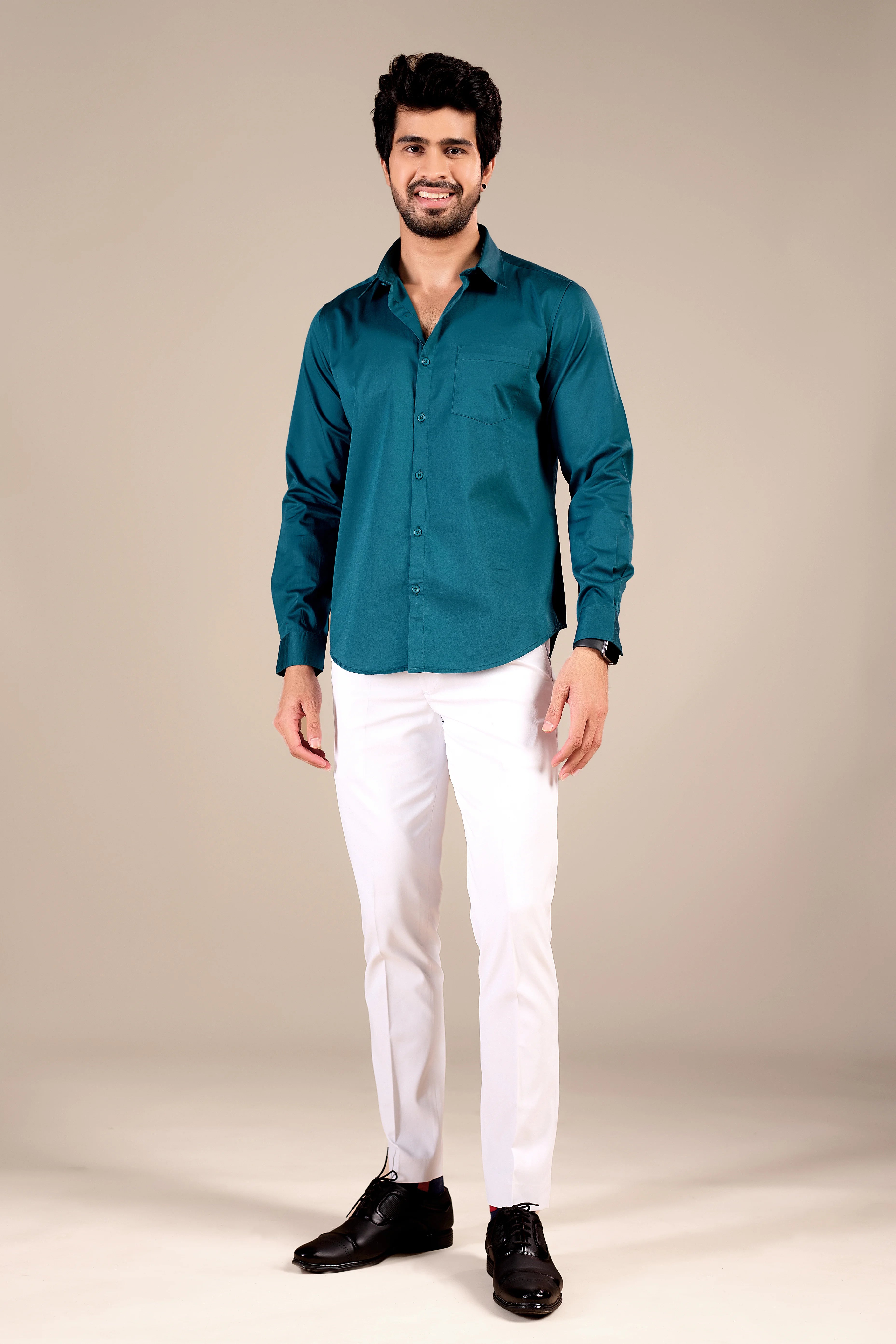 TEAL BLUE 100% COTTON SHIRT