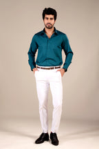 TEAL BLUE 100% COTTON SHIRT