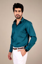 TEAL BLUE 100% COTTON SHIRT