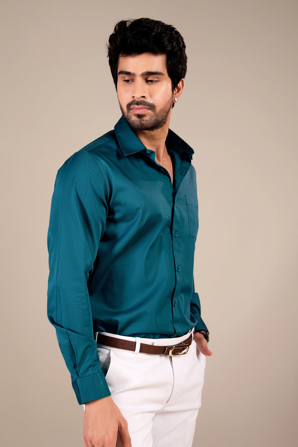 TEAL BLUE 100% COTTON SHIRT