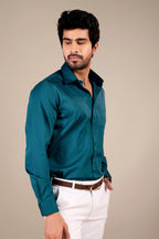 TEAL BLUE 100% COTTON SHIRT