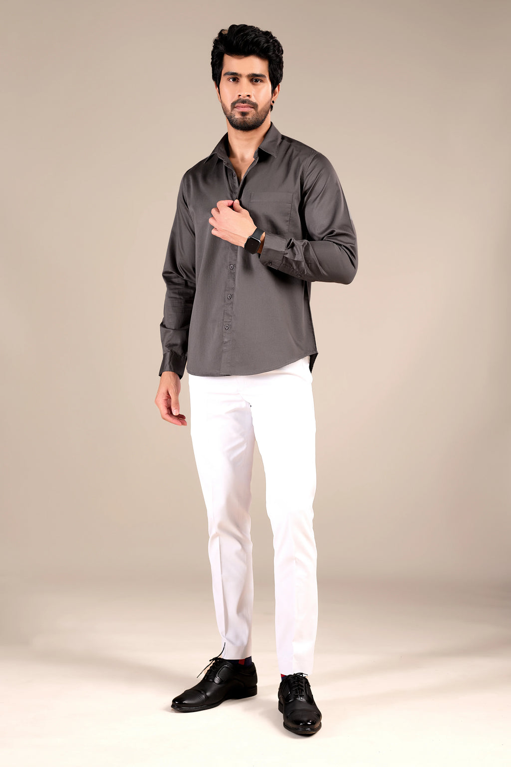 SMOKEY GRAY 100% COTTON SHIRTS