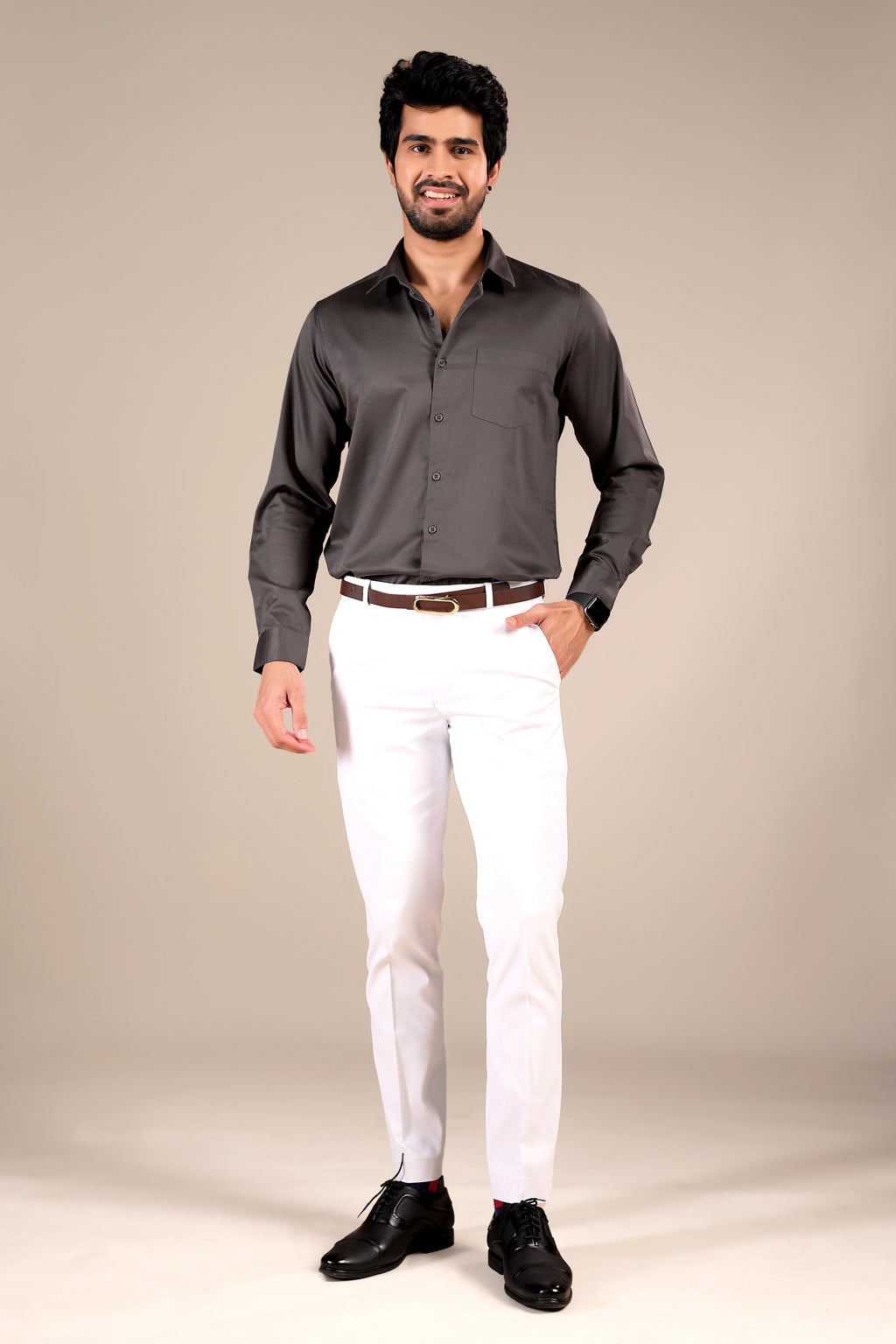 SMOKEY GRAY 100% COTTON SHIRTS
