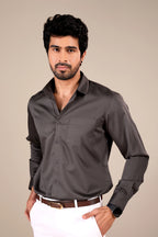 SMOKEY GRAY 100% COTTON SHIRTS