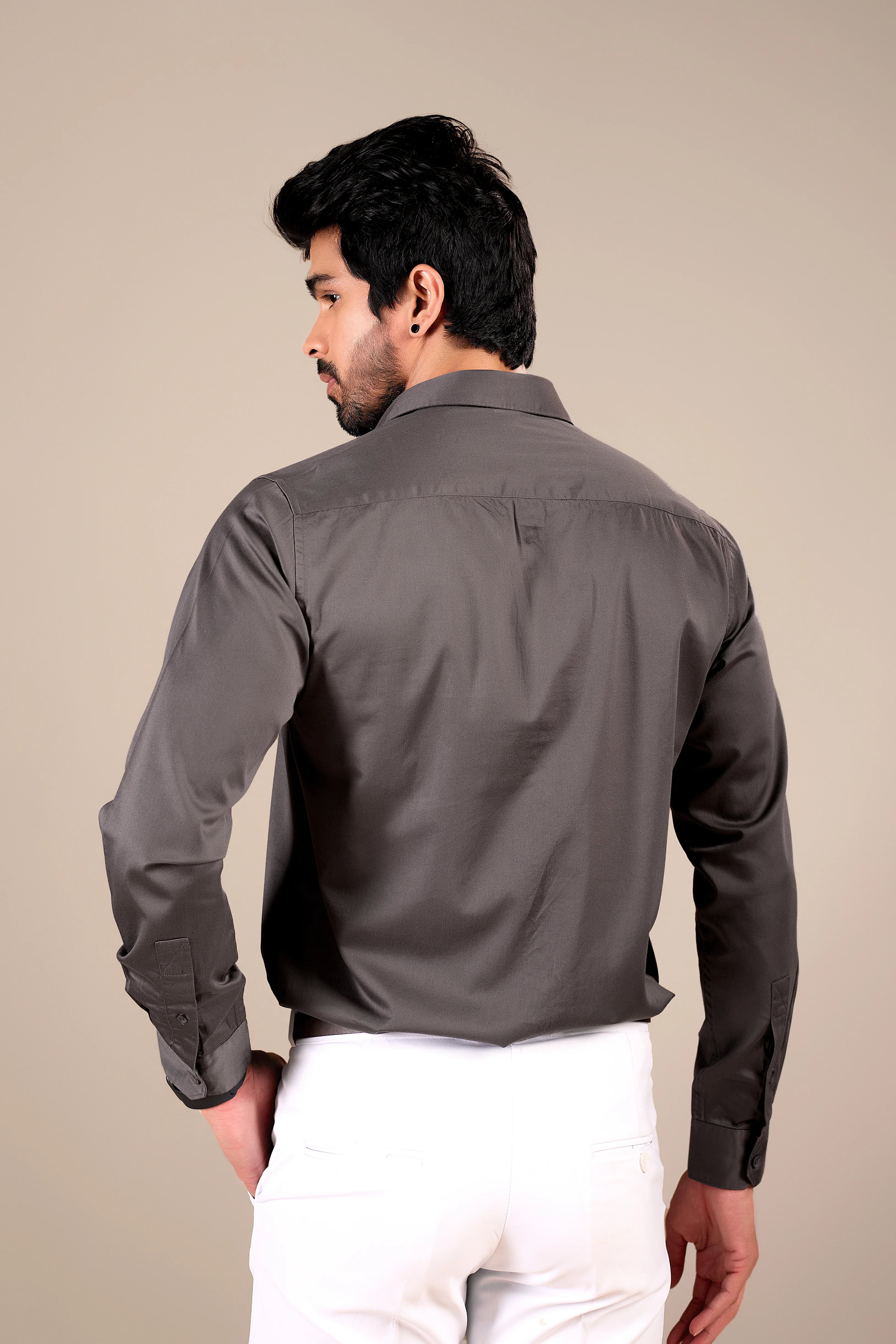 SMOKEY GRAY 100% COTTON SHIRTS