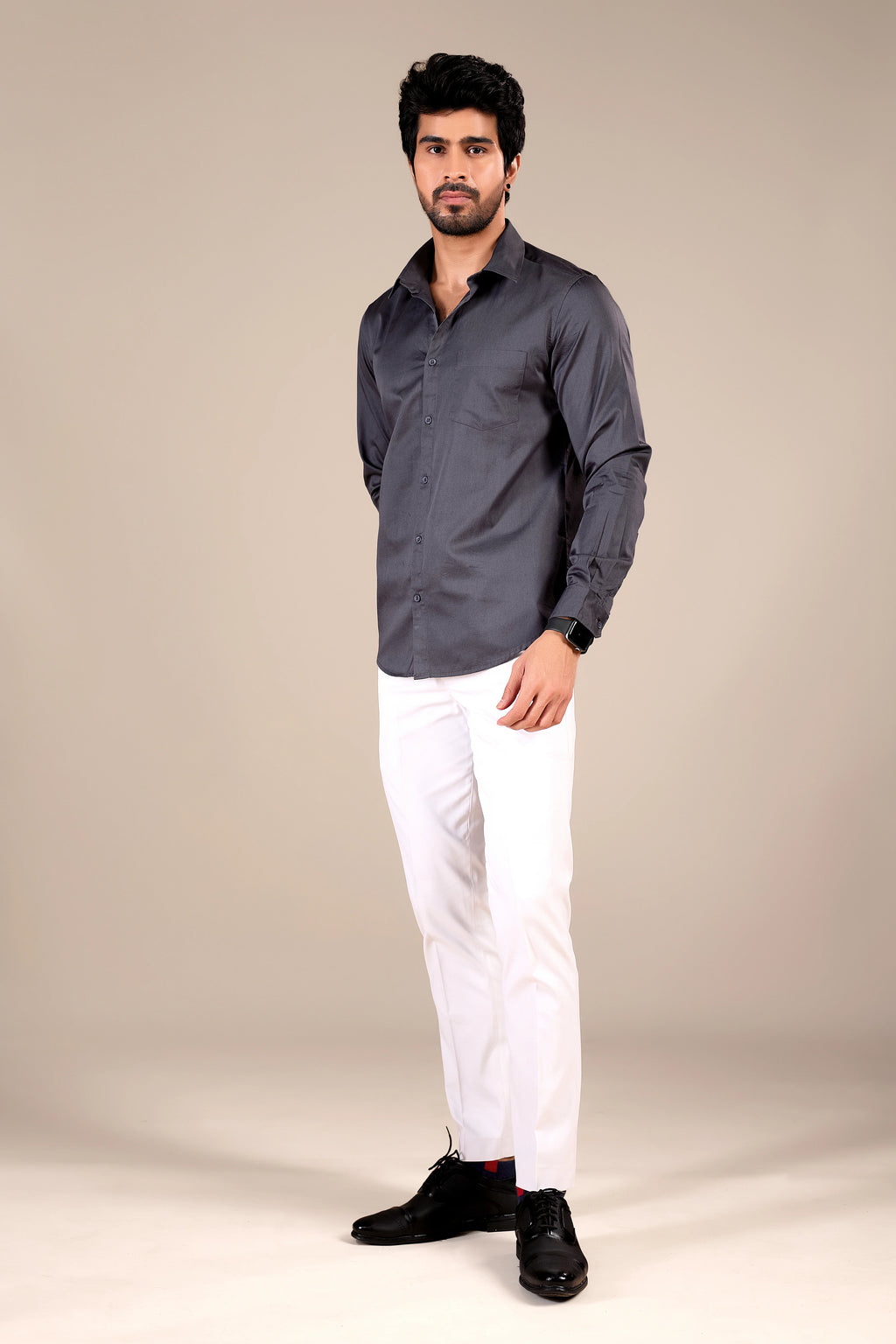 CHARCOAL GRAY 100% GIZA COTTON SHIRT