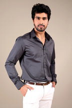 CHARCOAL GRAY 100% GIZA COTTON SHIRT