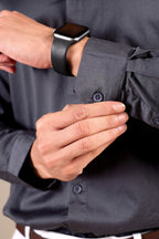 CHARCOAL GRAY 100% GIZA COTTON SHIRT