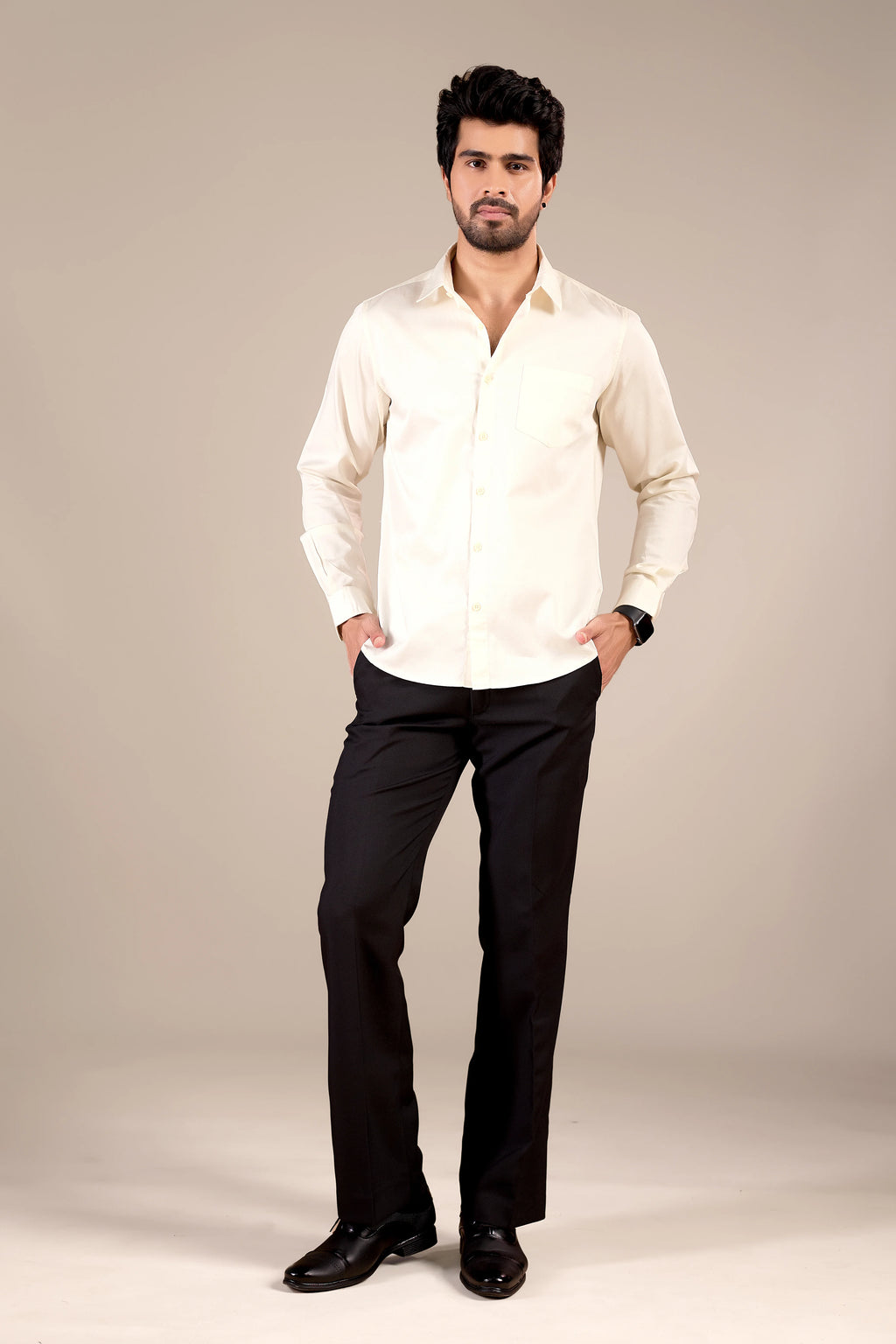 LIGHT CREAM 100% COTTON SHIRT