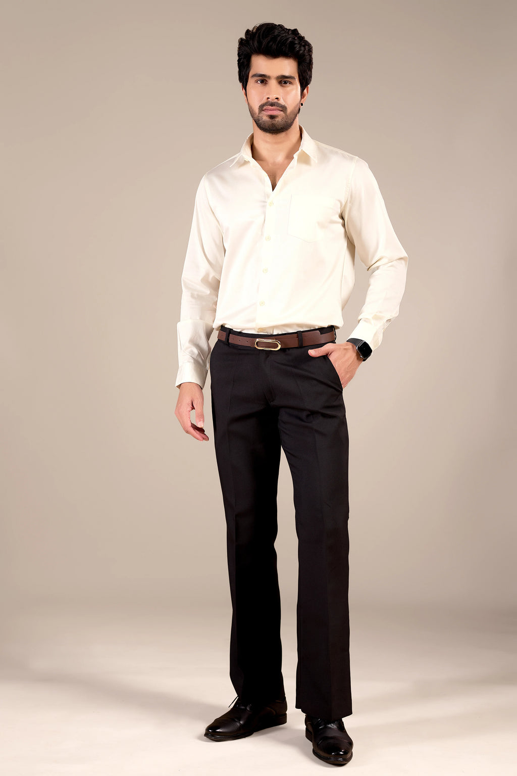 LIGHT CREAM 100% COTTON SHIRT