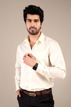 LIGHT CREAM 100% COTTON SHIRT