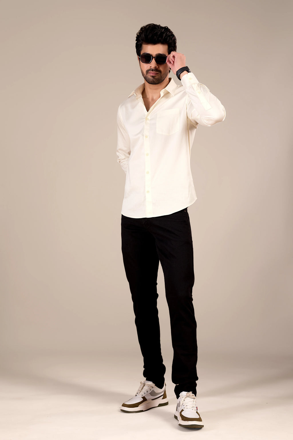 LIGHT CREAM 100% COTTON SHIRT