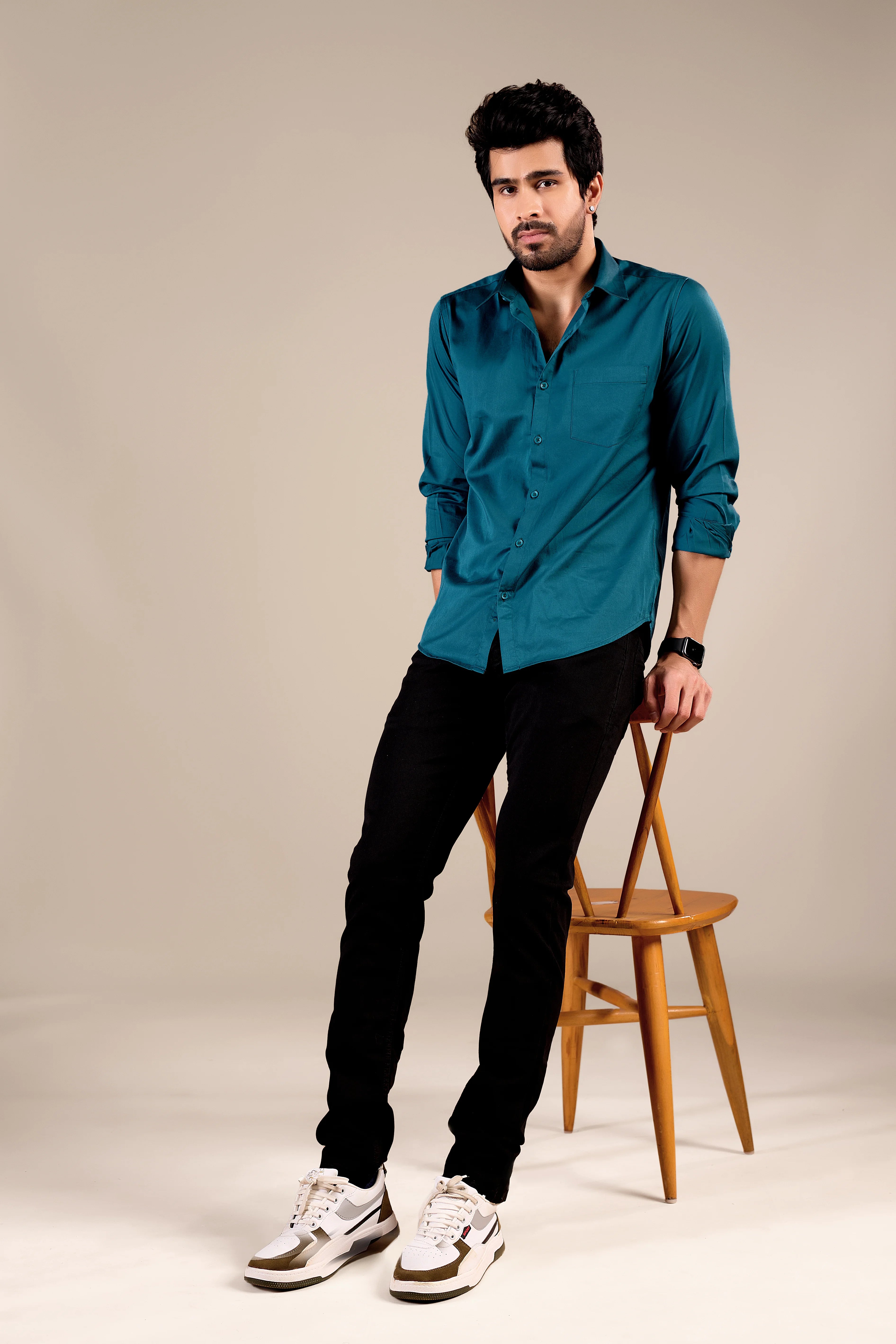 TEAL BLUE 100% COTTON SHIRT