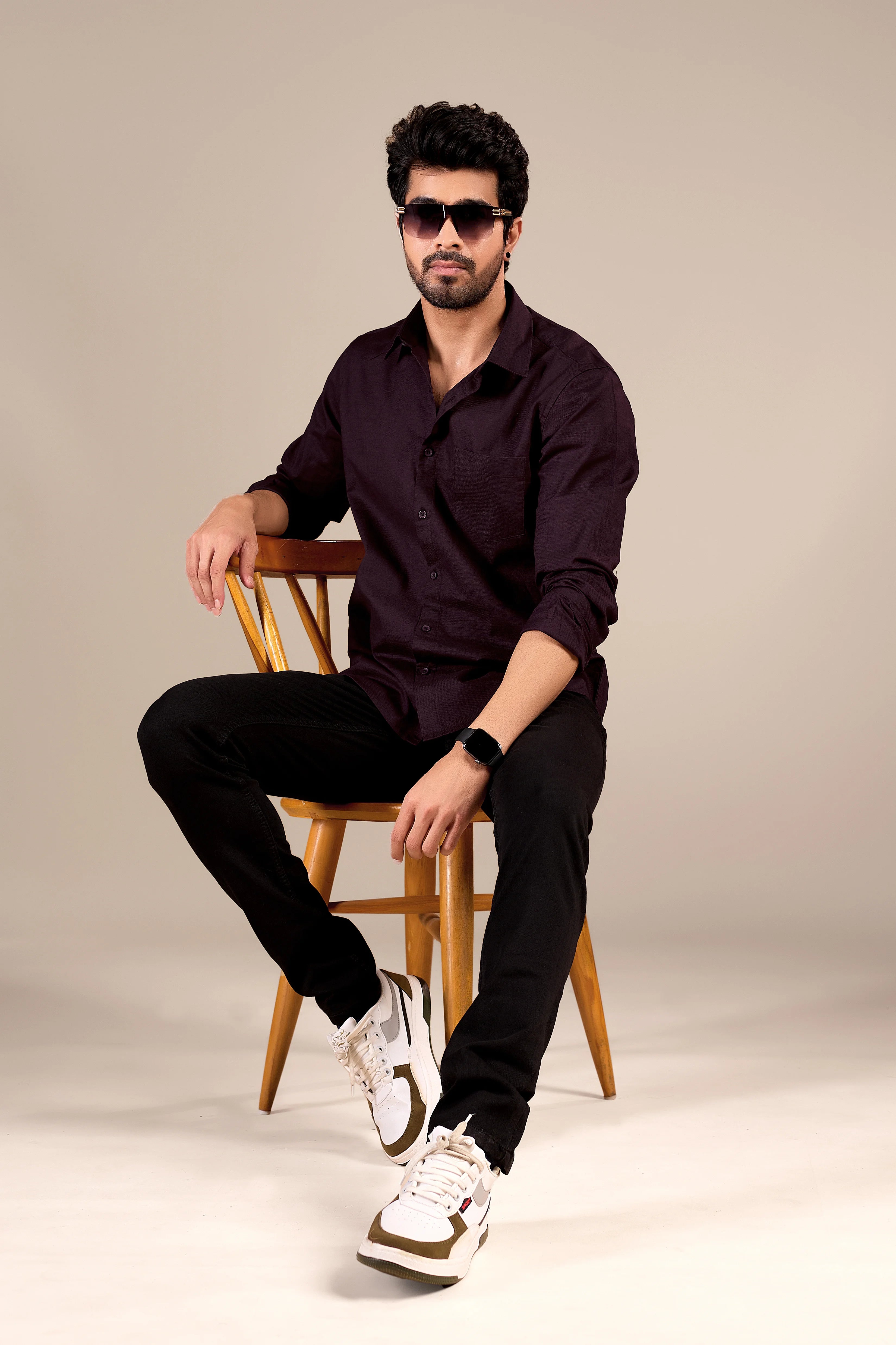 Wine Purple Color 100% cotton Shirt