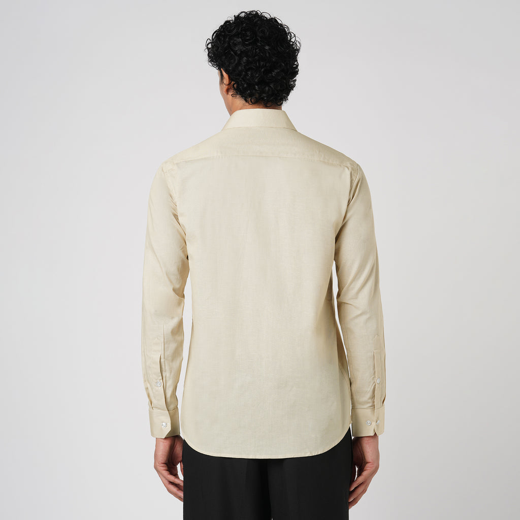 LIGHT KHAKI SLUB PATTERN SOLID SHIRT