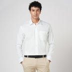 WHITE SLUB PATTERN SOLID SHIRT