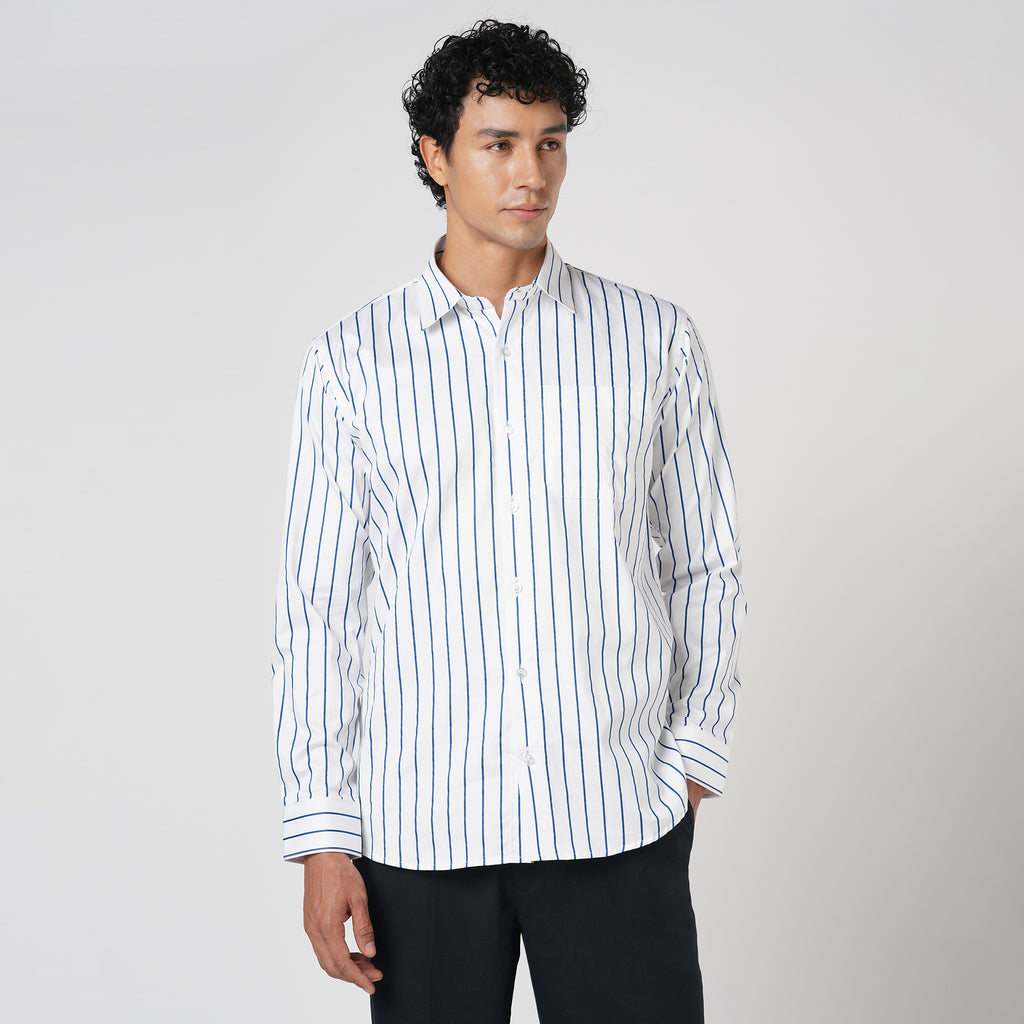 ROYAL BLUE & WHITE PIN STRIPE SHIRT