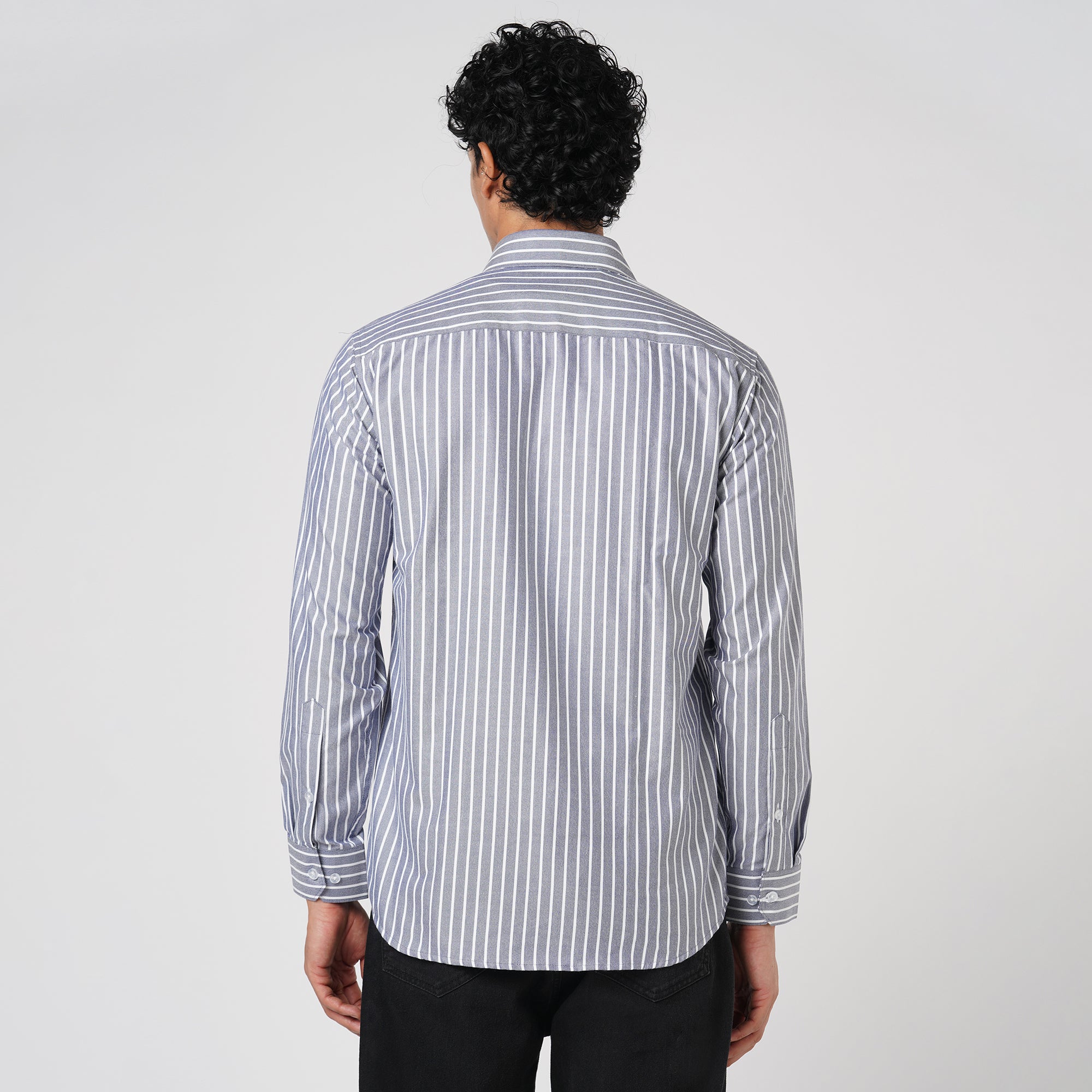 DARK GRAY BUTCHER'S STRIPE OXFORD SHIRT