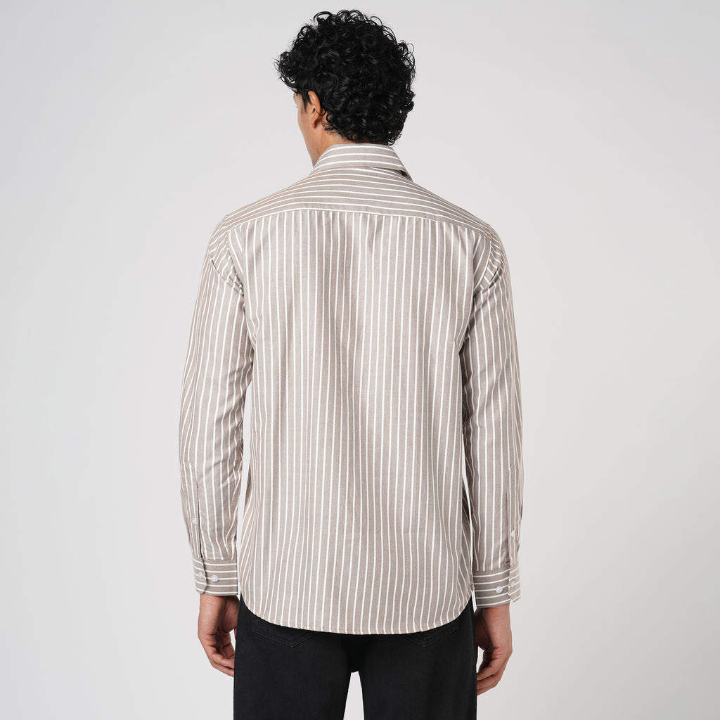 SOFT BROWN BUTCHER'S STRIPE OXFORD SHIRT