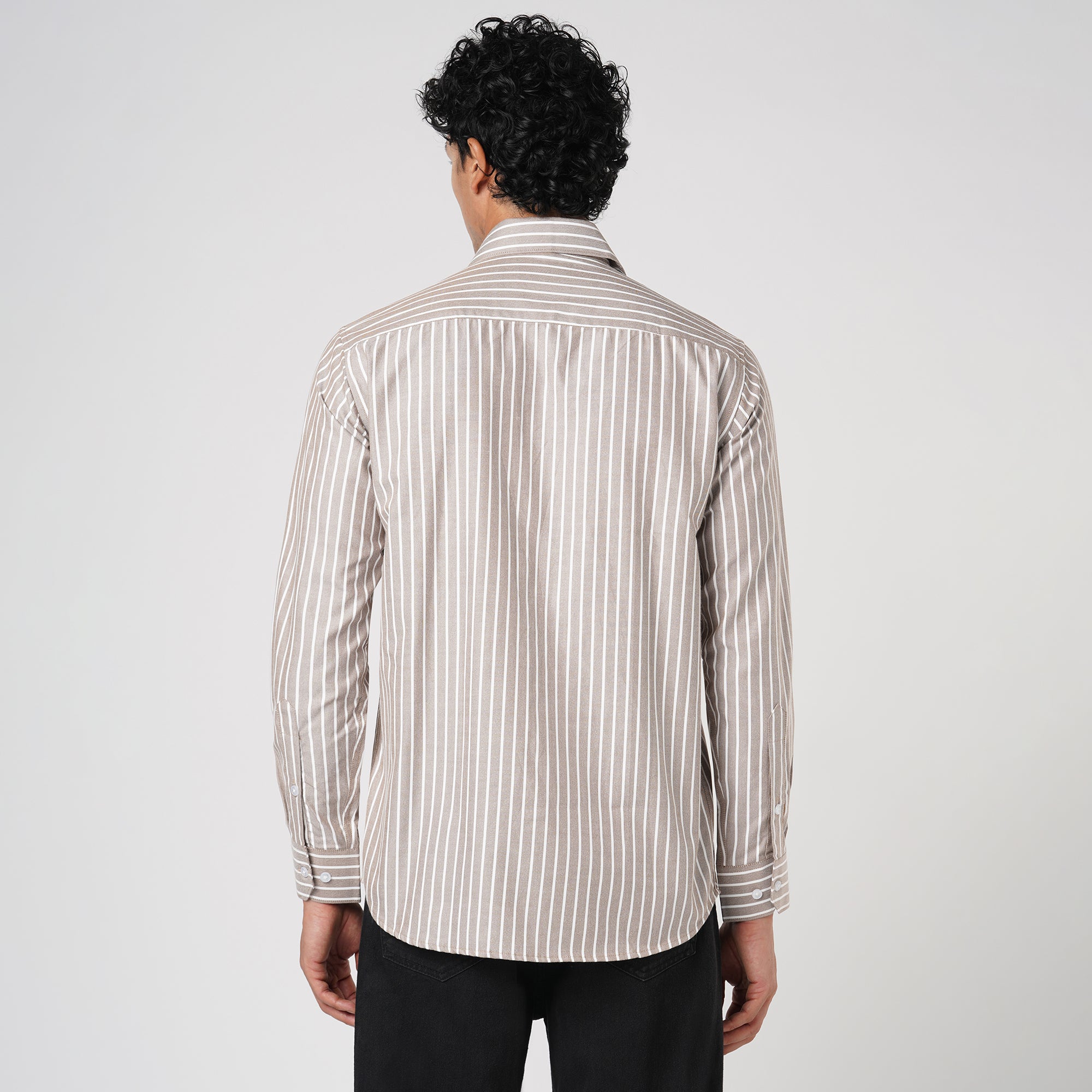 SOFT BROWN BUTCHER'S STRIPE OXFORD SHIRT
