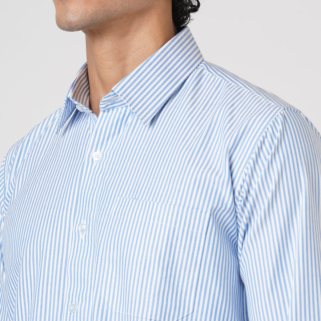 BLUE & WHITE BENGAL STRIPE OXFORD SHIRT