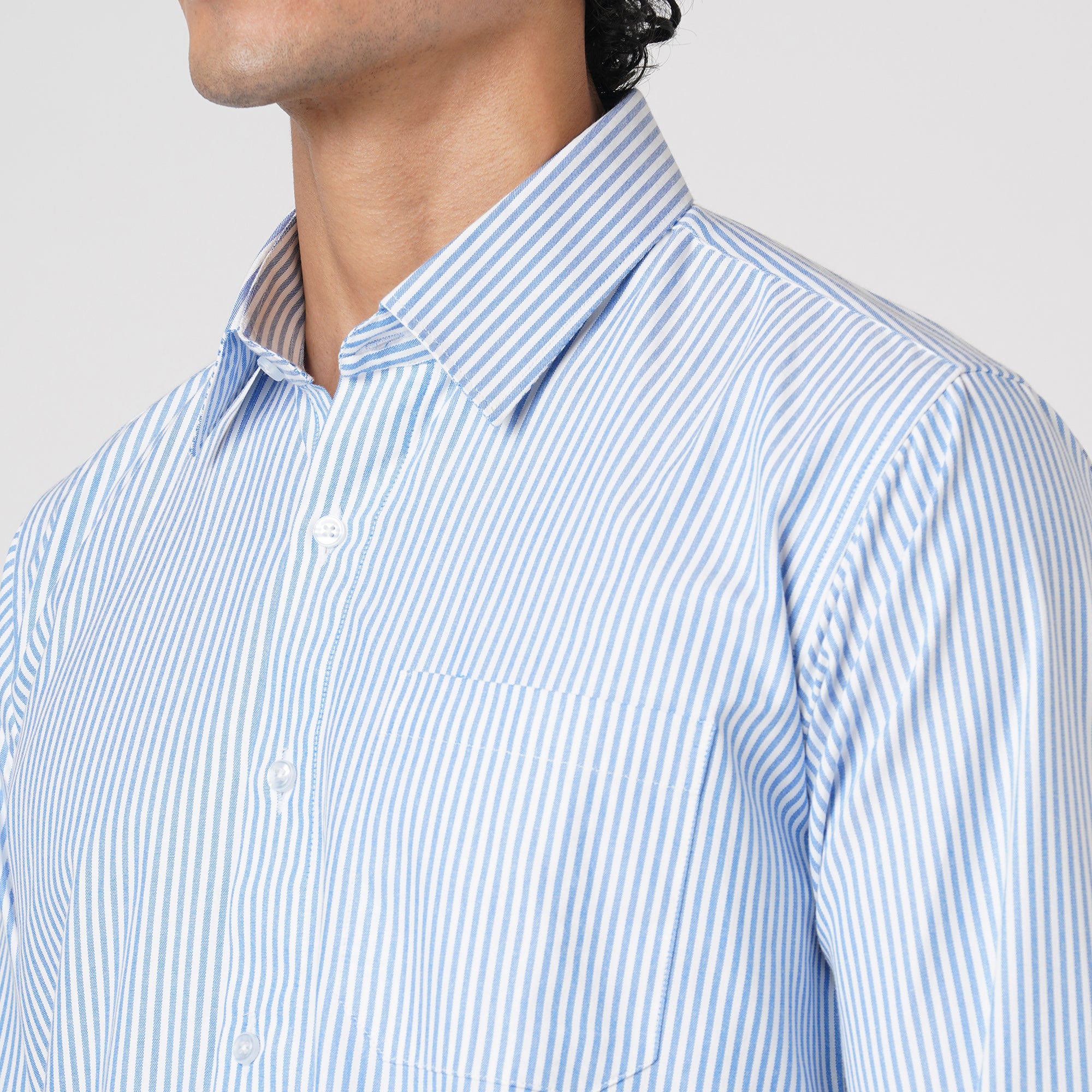 BLUE & WHITE BENGAL STRIPE OXFORD SHIRT