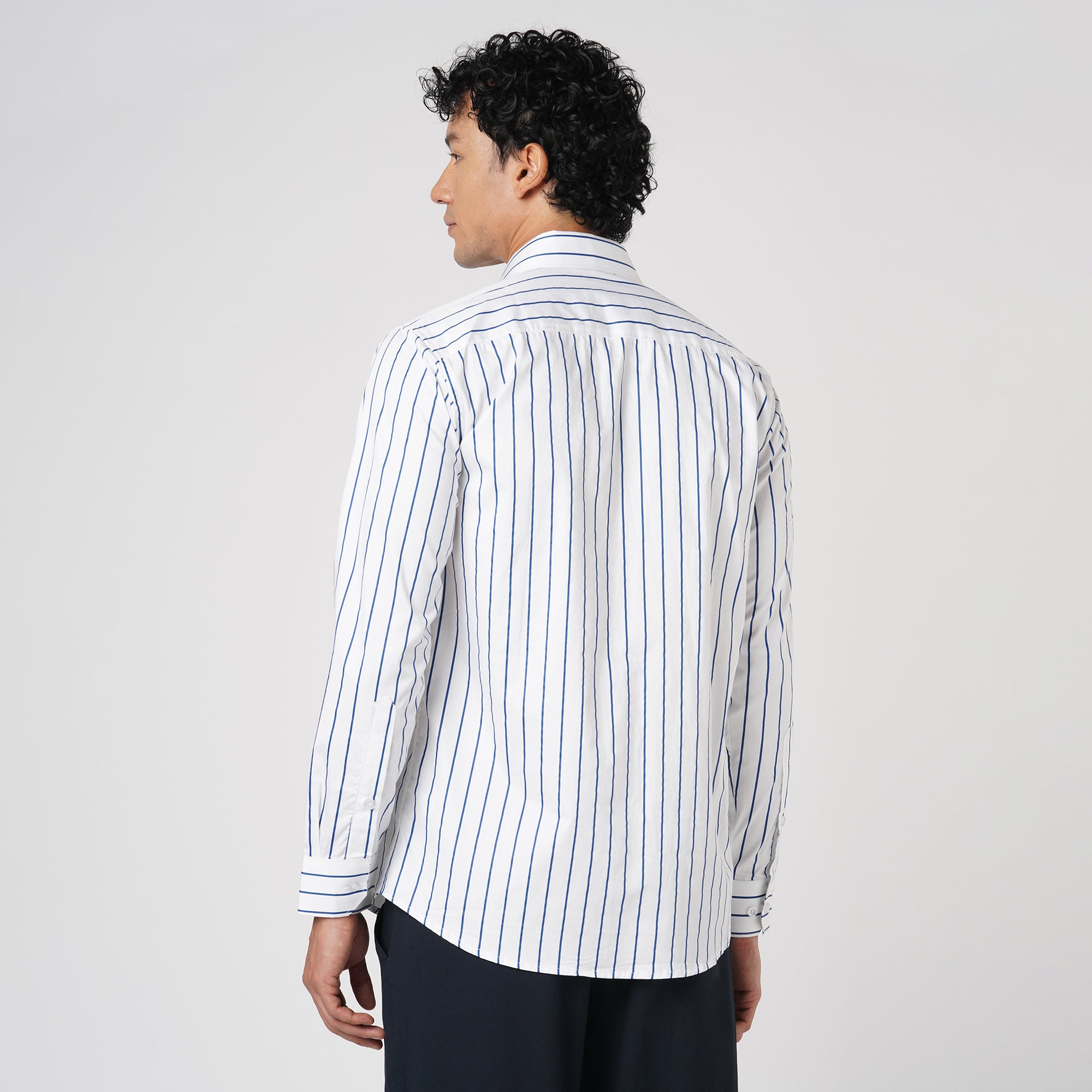 ROYAL BLUE & WHITE PIN STRIPE SHIRT
