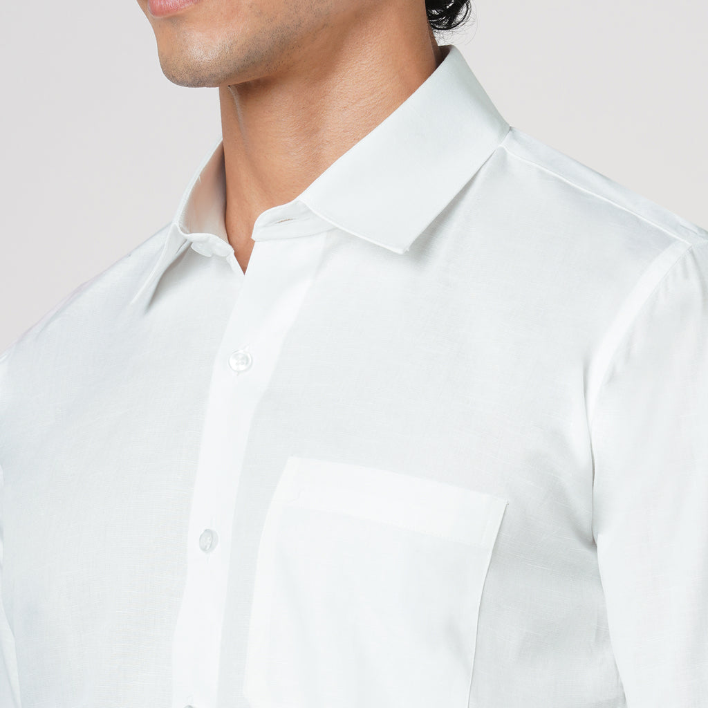 WHITE SLUB PATTERN SOLID SHIRT